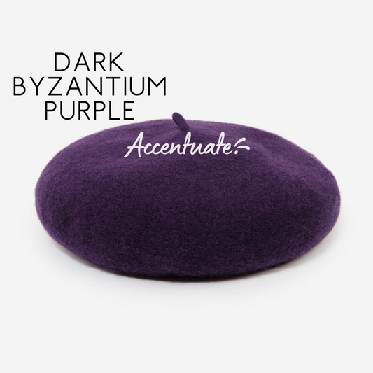 Dark Byzantium Purple Plain Beret (Adult Size)