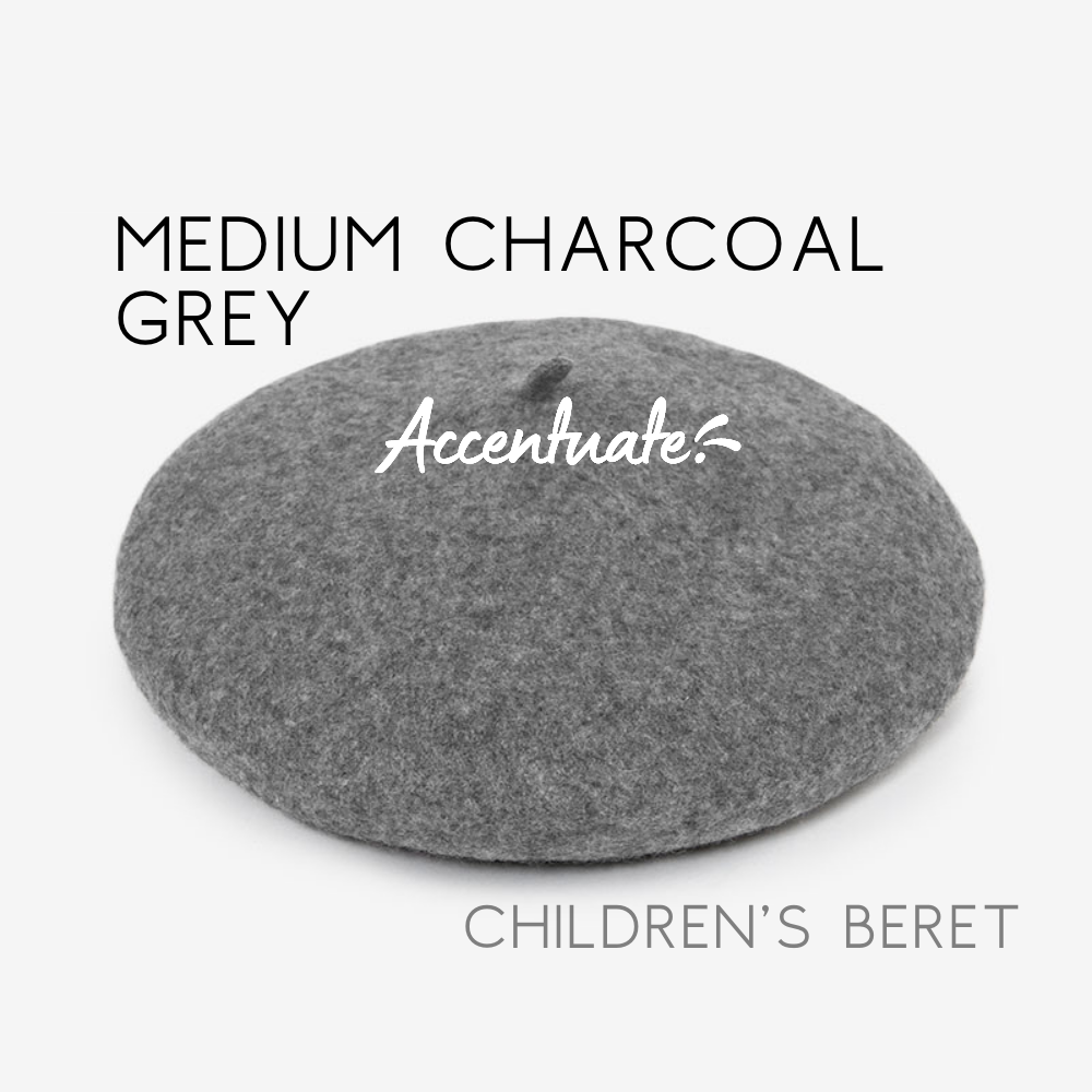 Medium Charcoal Grey Plain Beret (Children's Size)