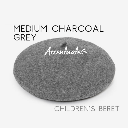 Medium Charcoal Grey Plain Beret (Children's Size)