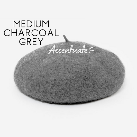 Medium Charcoal Grey Plain Beret (Adult Size)