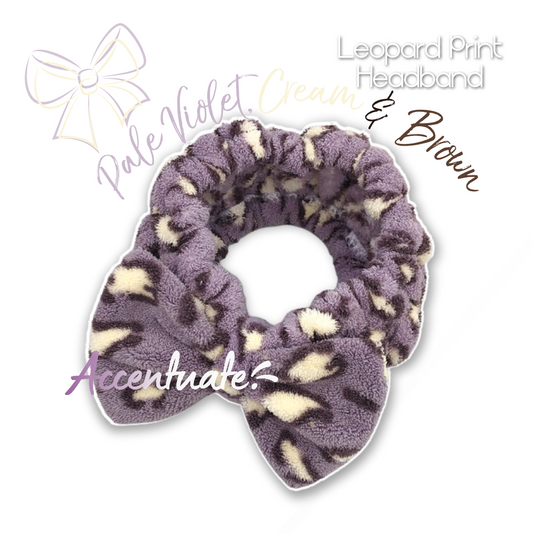 Pale Violet, Cream & Brown Leopard Print Spa Headband (Adult Size)