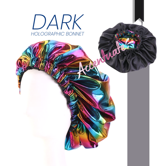 Dark Holographic / Black Reversible Reversible Bonnet (Adult Size)
