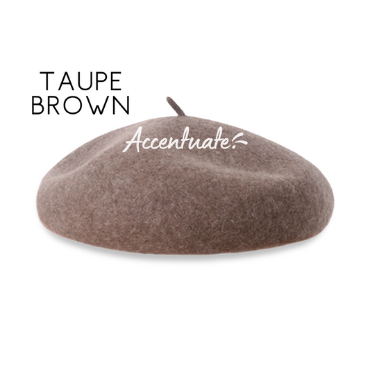 Taupe Brown Plain Beret (Adult Size)