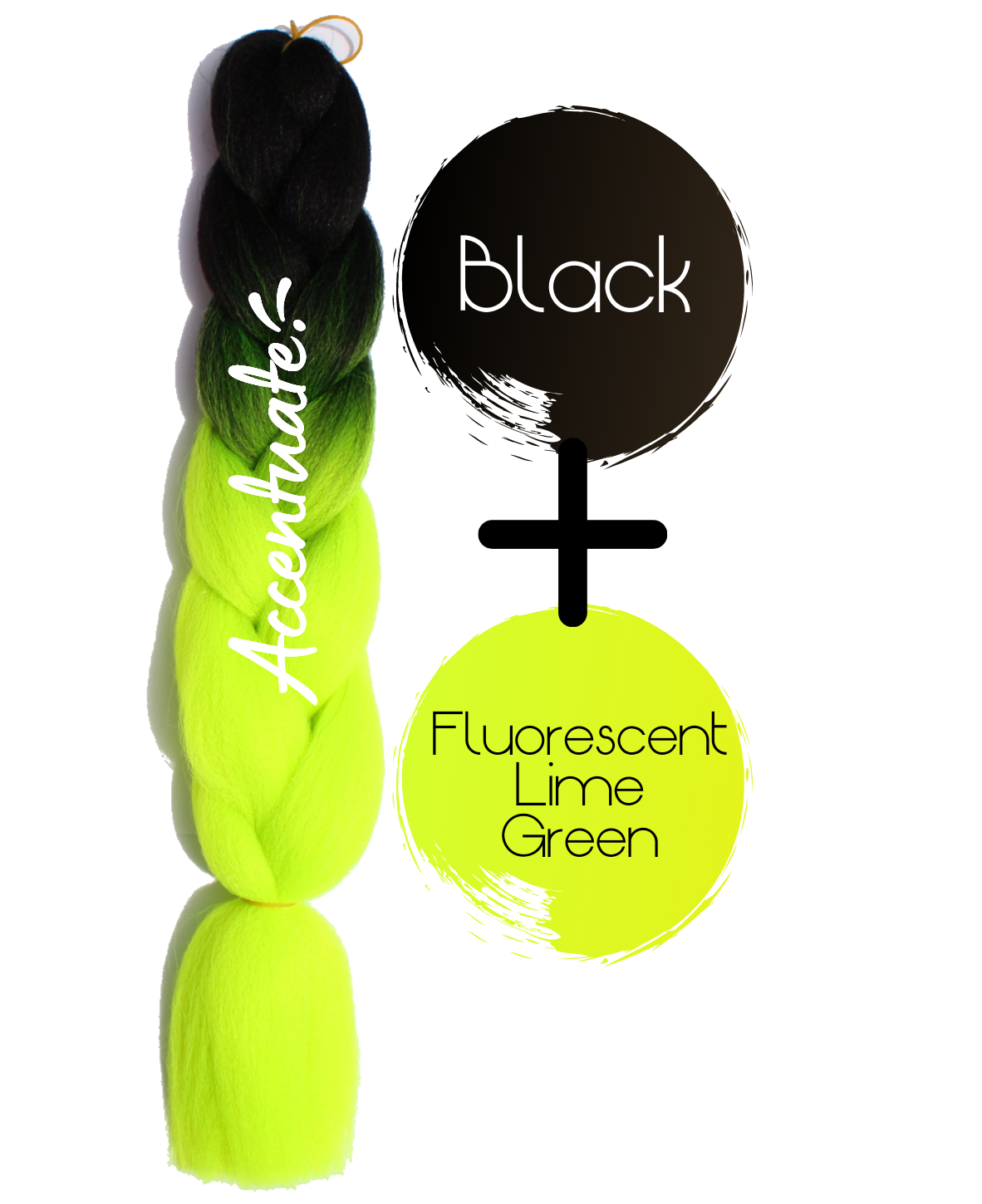24" Black + Fluorescent Lime Green Ombré Jumbo Braid Hair Extension
