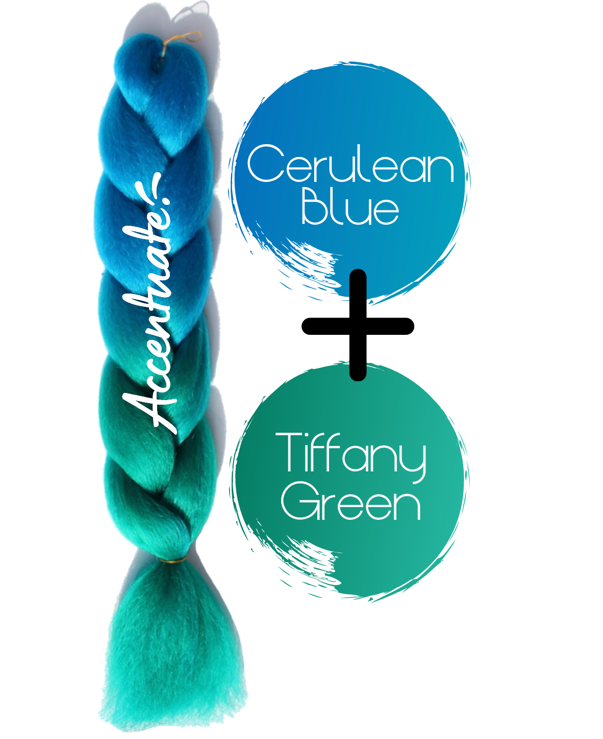 24" Cerulean Blue + Tiffany Green Ombré Jumbo Braid Hair Extension by Accentuate