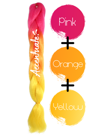 24" Pink + Orange + Yellow Ombré Jumbo Braid Hair Extension by Accentuate