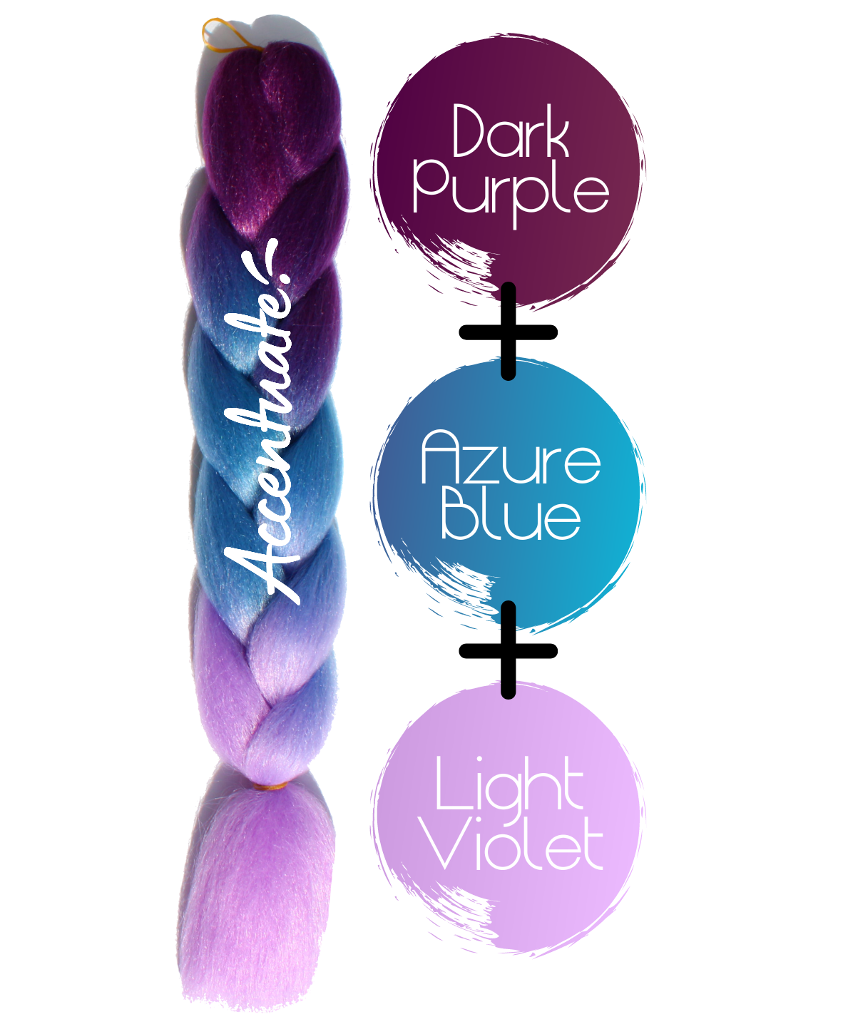 24" Dark Purple + Azure Blue + Light Violet Ombré Jumbo Braid Hair Extension