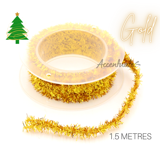 1.5M  Long Tinsel - Plain Gold