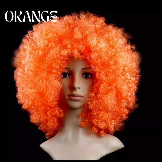 Plain Orange High-Volume Afro Style Wig