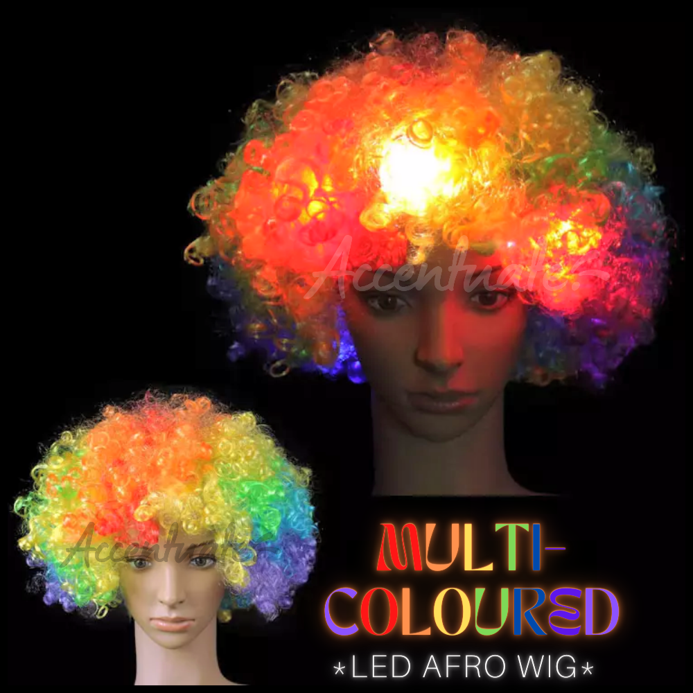 Multi-Coloured LED Afro Wig