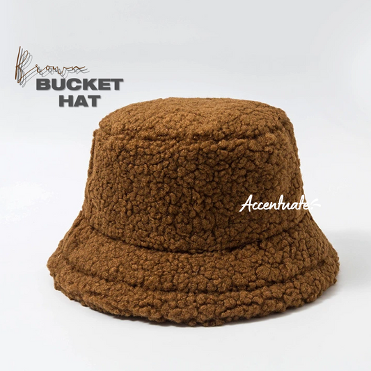 Plain Brown Fleece Bucket Hat