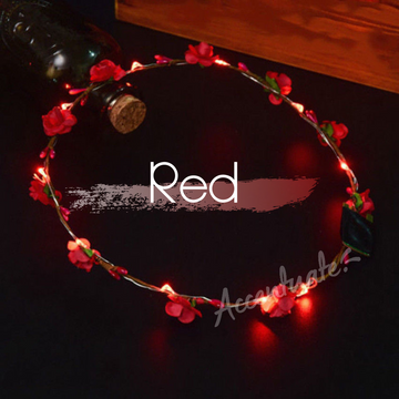 Red LED Flower Garland Headband