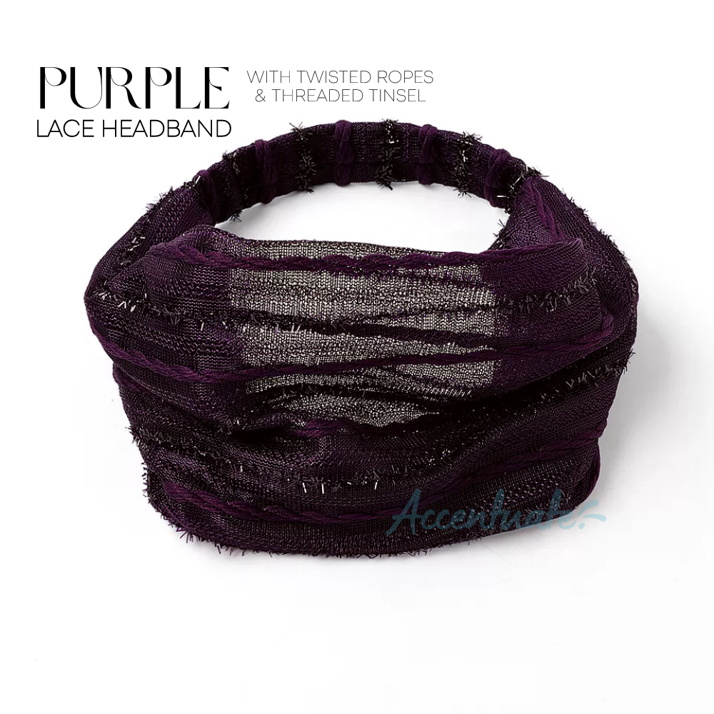 Purple + Twisted Ropes & Threaded Tinsel Lace Headband