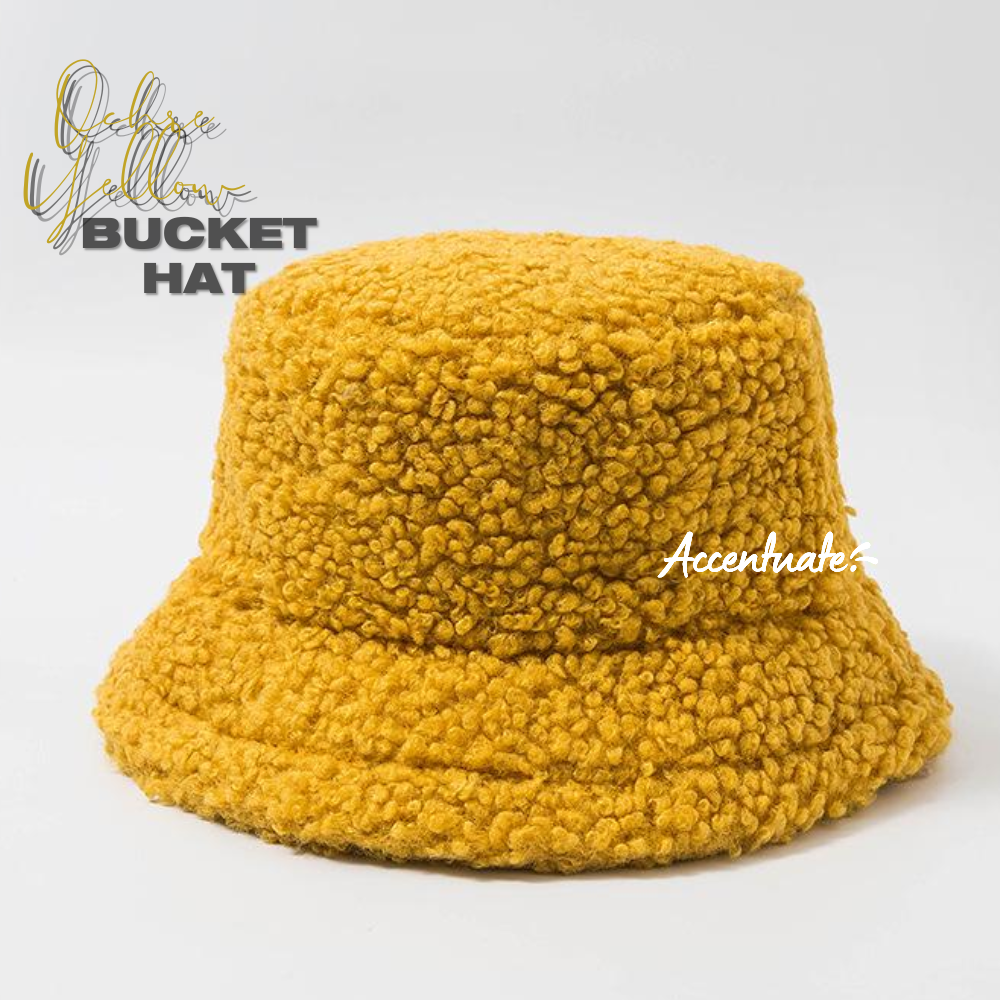 Plain Ochre Yellow Fleece Bucket Hat