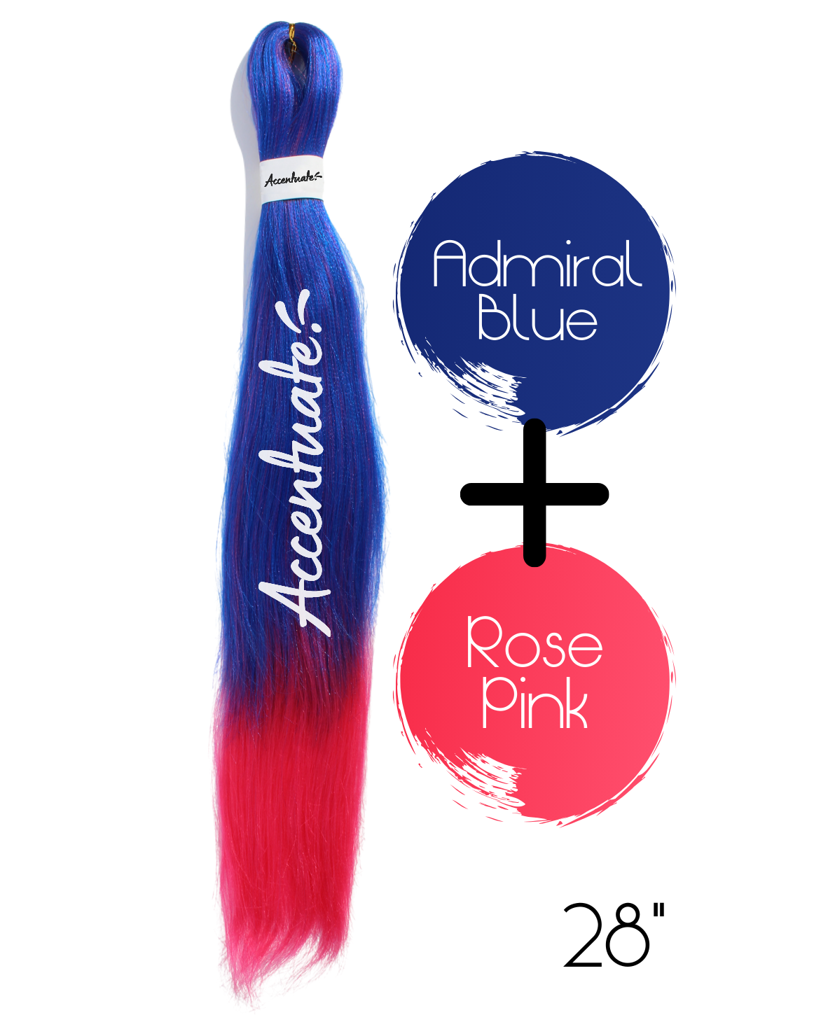 28" Admiral Blue / Rose Pink Pre-Stretched Ombré Hair Extension