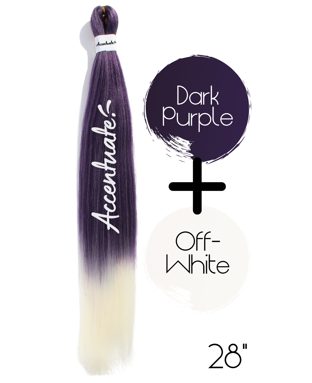 28" Dark Purple / Off-White Pre-Stretched Ombré Hair Extension