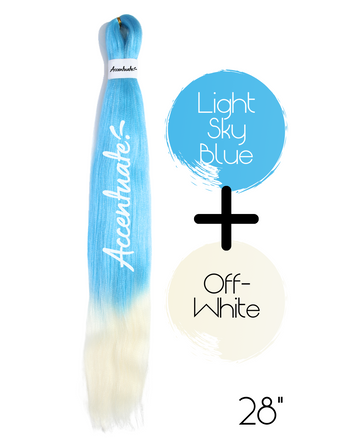 28" Light Sky Blue / Off-White Pre-Stretched Ombré Hair Extension