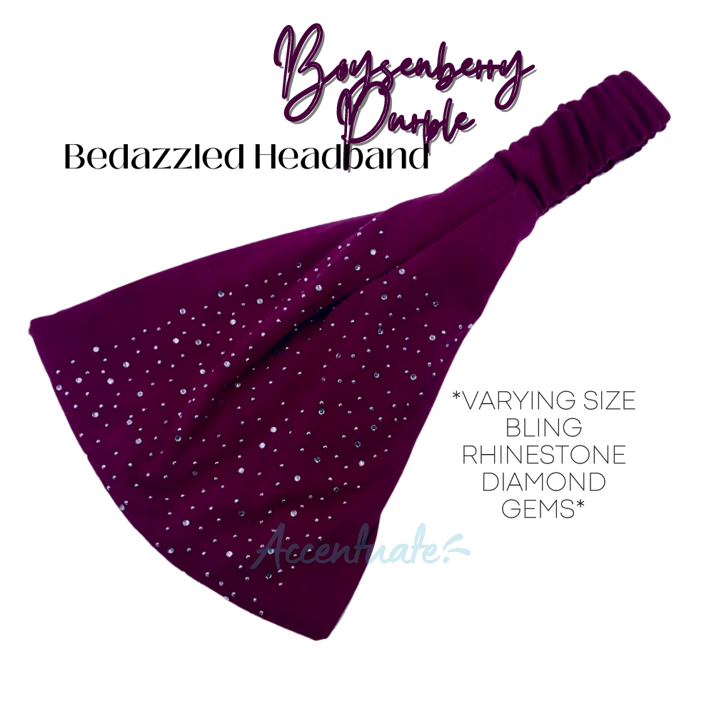 Boysenberry Purple & Varying Bling Rhinestone Gems Bedazzled Headband