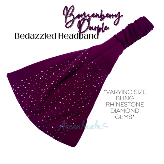 Boysenberry Purple & Varying Bling Rhinestone Gems Bedazzled Headband