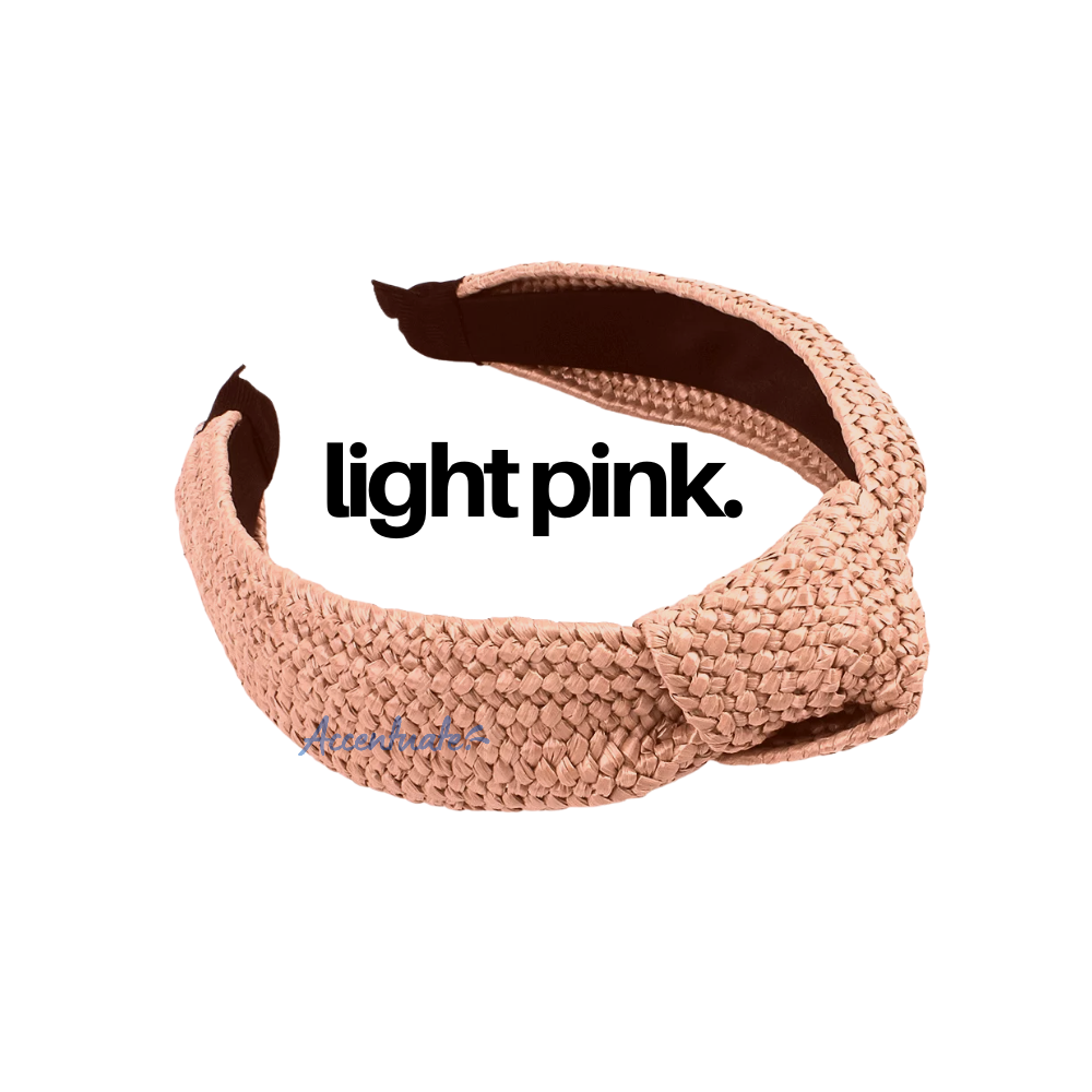 Plain Light Pink Twist-Knot Straw Headband