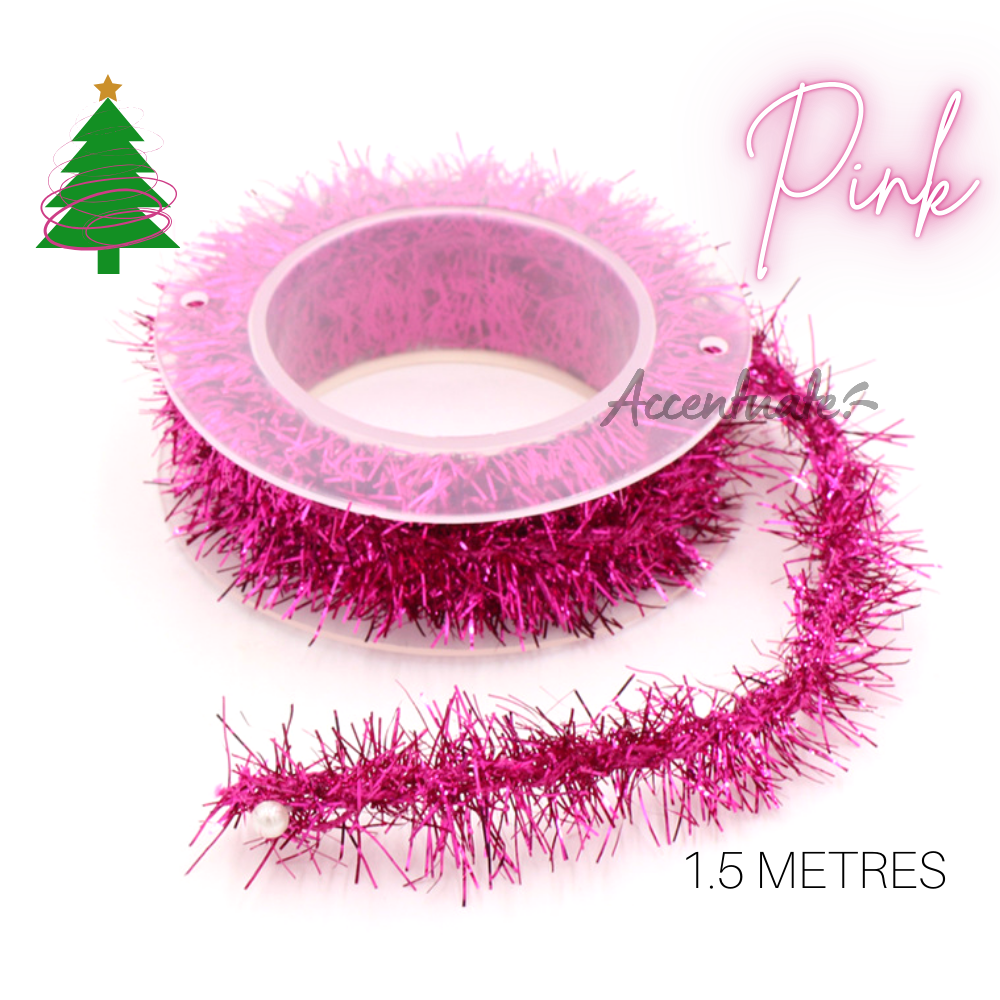 1.5M  Long Tinsel - Plain Pink