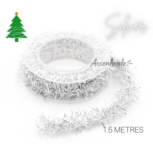 1.5M  Long Tinsel - Plain Silver