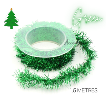 1.5M  Long Tinsel - Plain Green