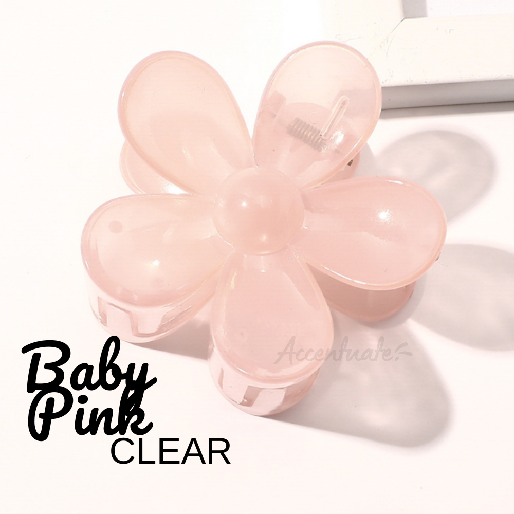 Clear - Baby Pink Flower Shape Hair Clip Clasp