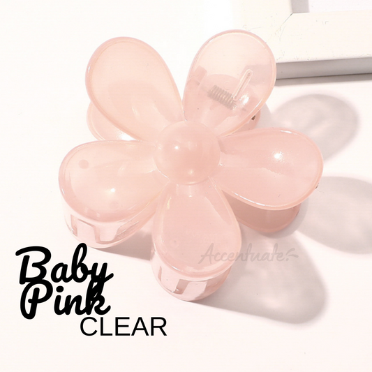 Clear - Baby Pink Flower Shape Hair Clip Clasp