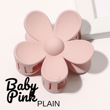 Baby Pink Plain Flower Shape Hair Clip Clasp