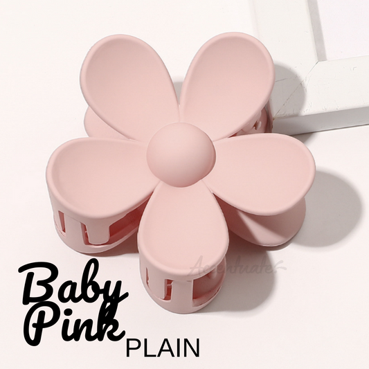 Baby Pink Plain Flower Shape Hair Clip Clasp