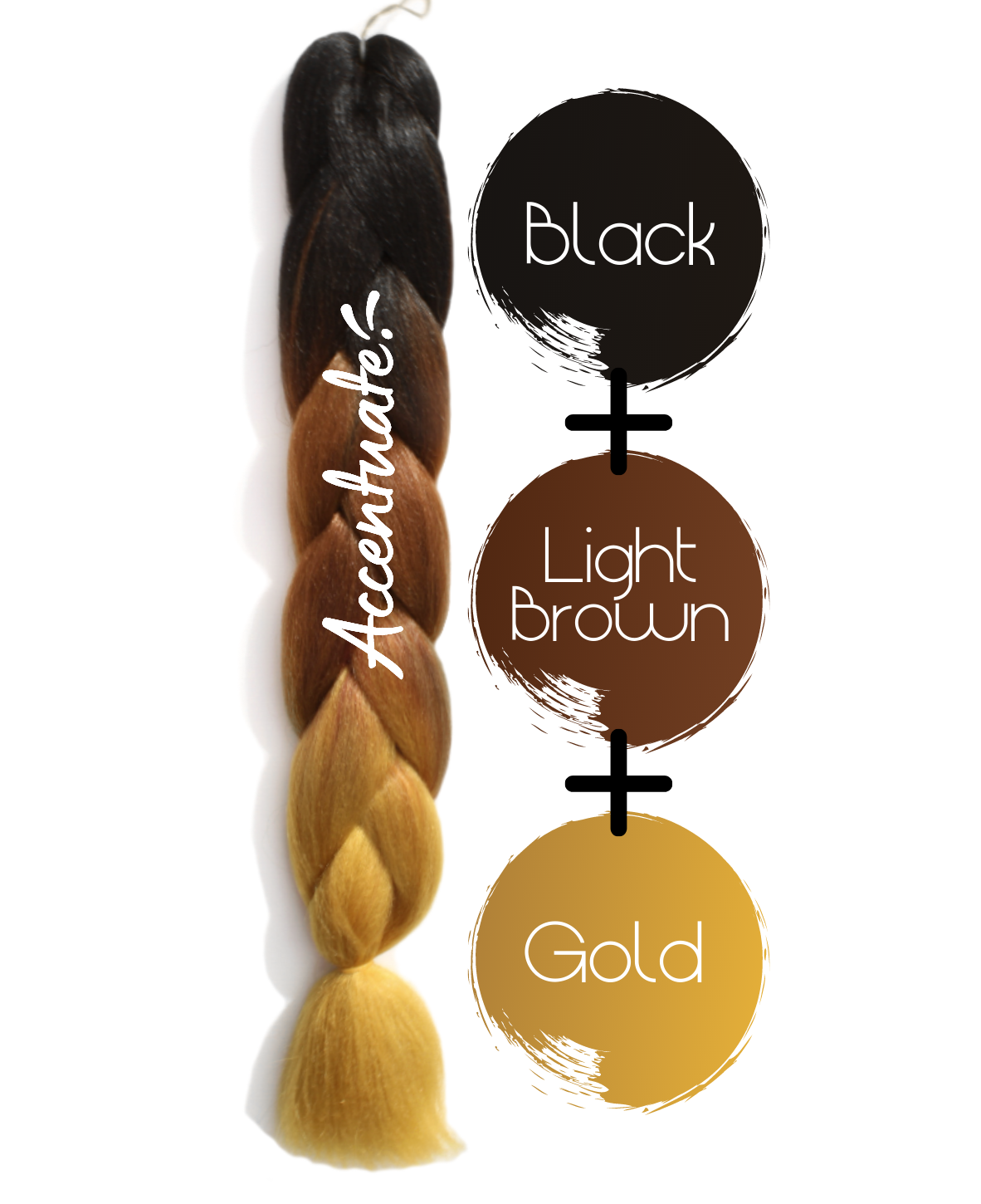 24" Black + Light Brown + Gold Ombré Jumbo Braid Hair Extension