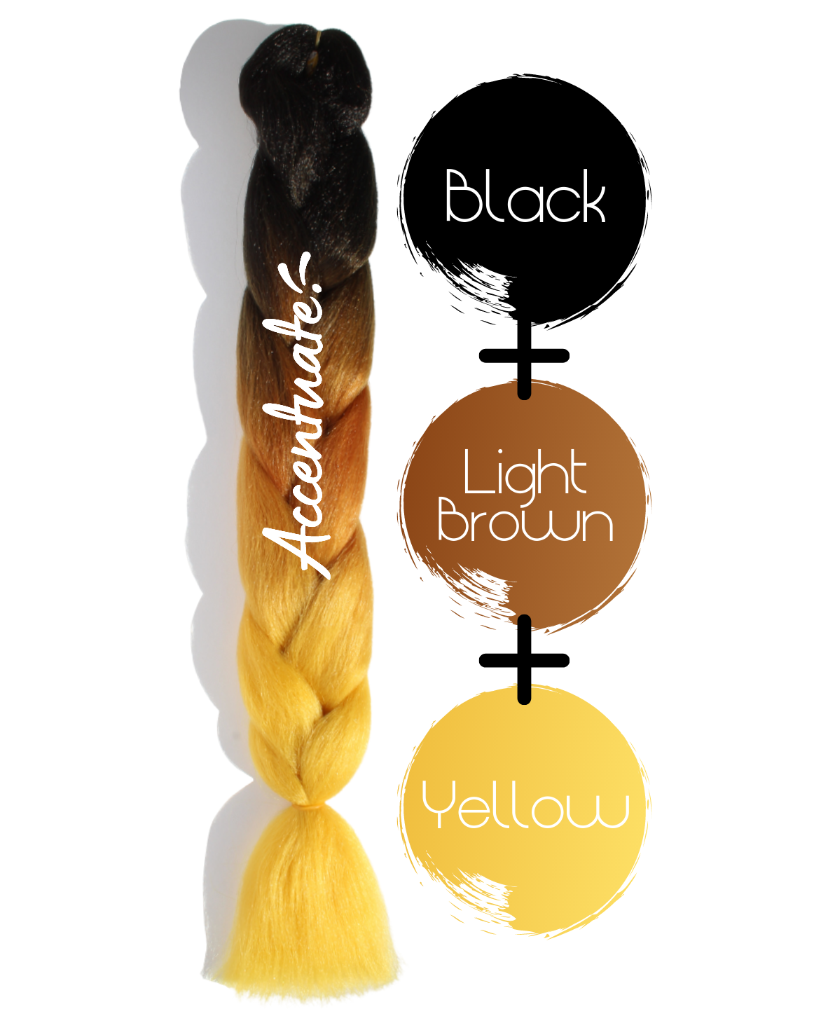 24" Black + Light Brown + Yellow Ombré Jumbo Braid Hair Extension