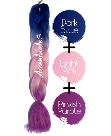 24" Dark Blue + Light Pink + Pinkish Purple Ombré Jumbo Braid Hair Extension