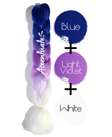 24" Blue + Light Violet + White Ombré Jumbo Braid Hair Extension