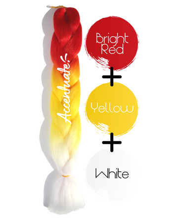 24" Bright Red + Yellow + White Ombré Jumbo Braid Hair Extension