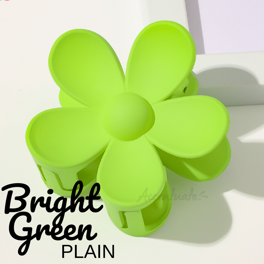 Bright Green Plain Flower Shape Hair Clip Clasp