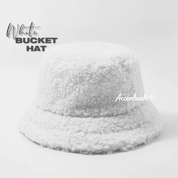 Plain White Fleece Bucket Hat