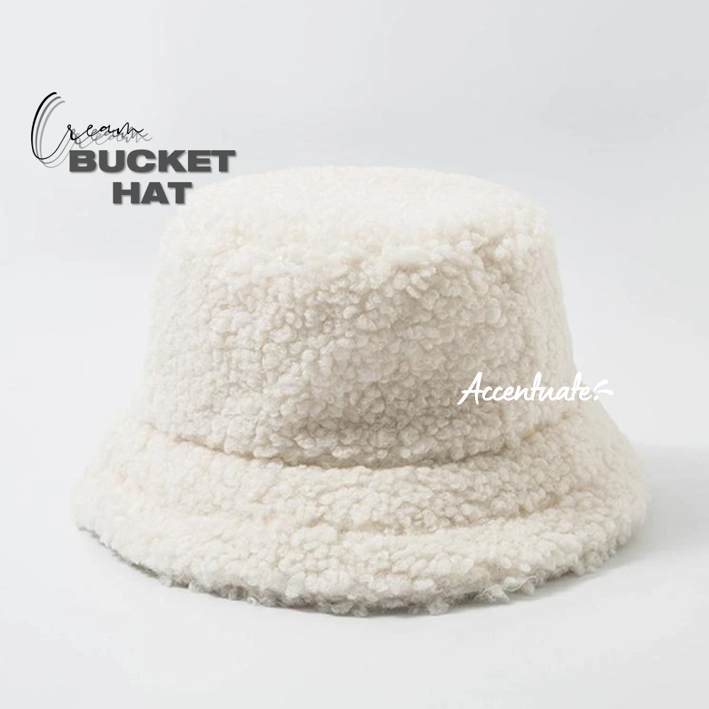 Plain Cream Fleece Bucket Hat