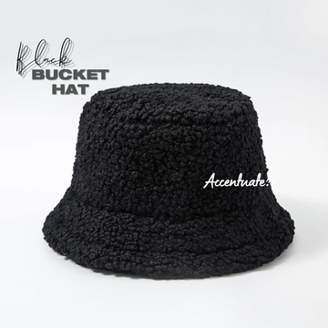 Plain Black Fleece Bucket Hat
