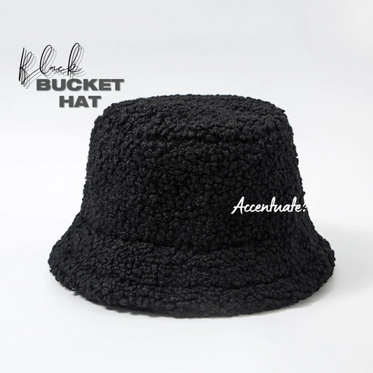 Plain Black Fleece Bucket Hat