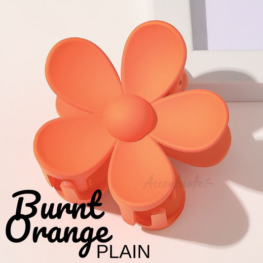 Burnt Orange Plain Flower Shape Hair Clip Clasp