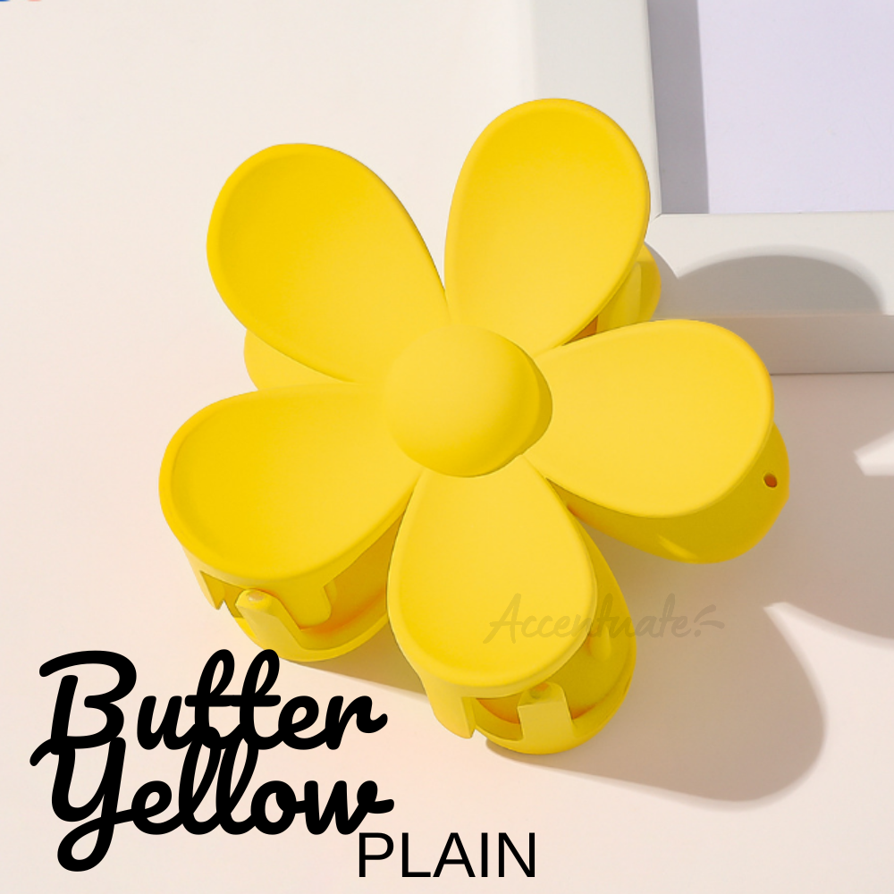 Butter Yellow Plain Flower Shape Hair Clip Clasp