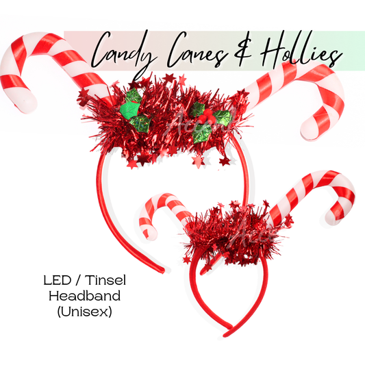 Candy Canes & Hollies - Christmas Tinsel Headband (Unisex/For All Ages)