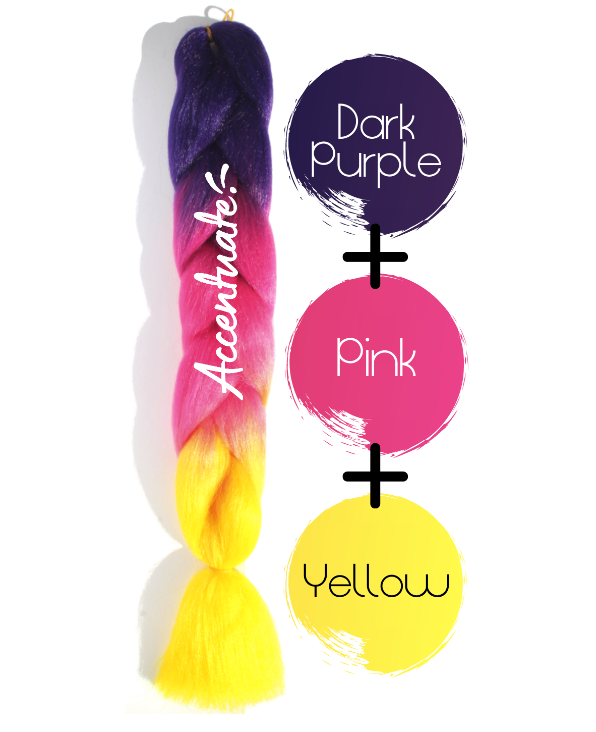 24" Dark Purple + Pink + Yellow Ombré Jumbo Braid Hair Extension