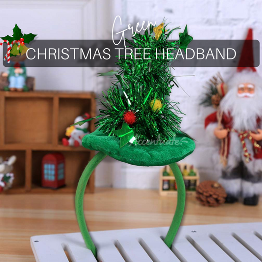Green Themed Christmas Tree Tinsel Headband (Unisex/For All Ages)