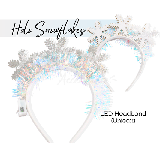Holographic Snowflakes - Christmas Tinsel Headband (Unisex/For All Ages)