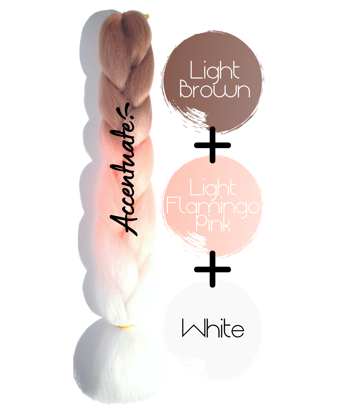 24" Light Brown + Light Flamingo Pink + White Ombré Jumbo Braid Hair Extension