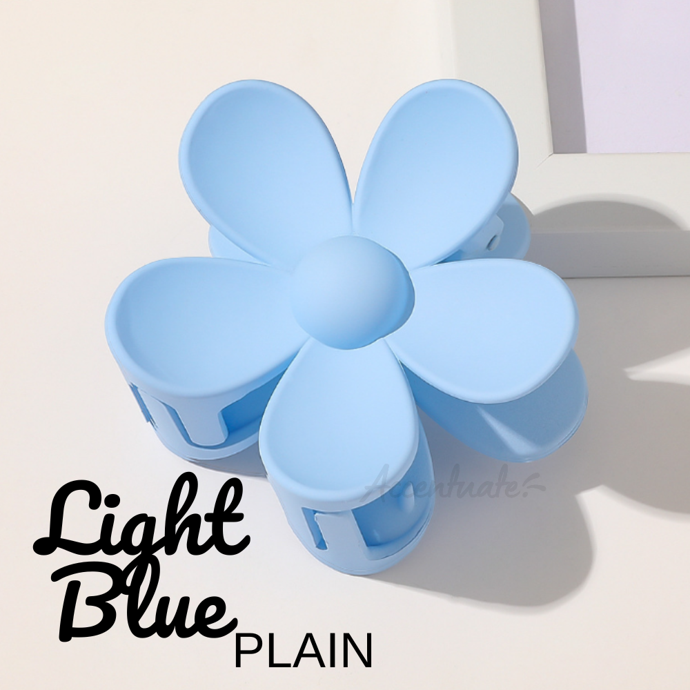 Light Blue Plain Flower Shape Hair Clip Clasp