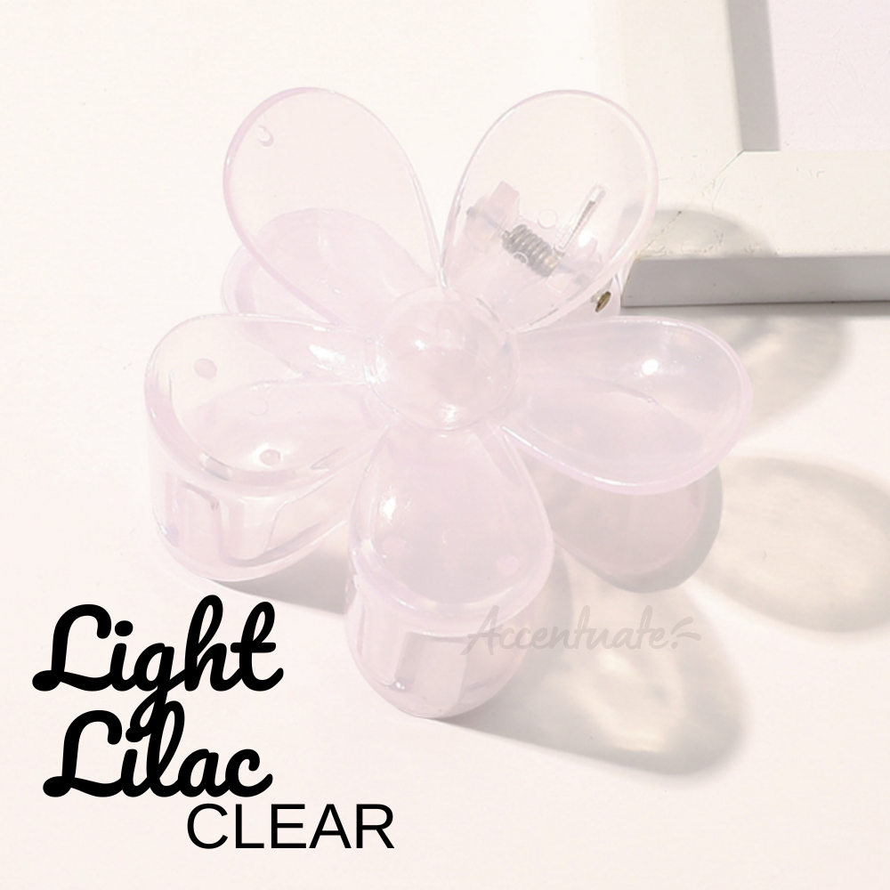 Clear - Light Lilac Flower Shape Hair Clip Clasp